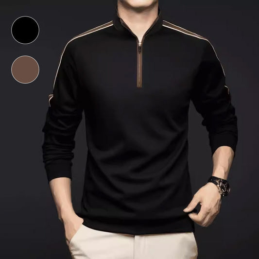 Camiseta de manga larga con cuello alto y media cremallera para hombre