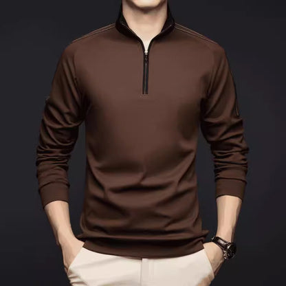 Camiseta de manga larga con cuello alto y media cremallera para hombre