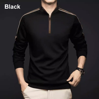 Camiseta de manga larga con cuello alto y media cremallera para hombre