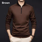 Camiseta de manga larga con cuello alto y media cremallera para hombre