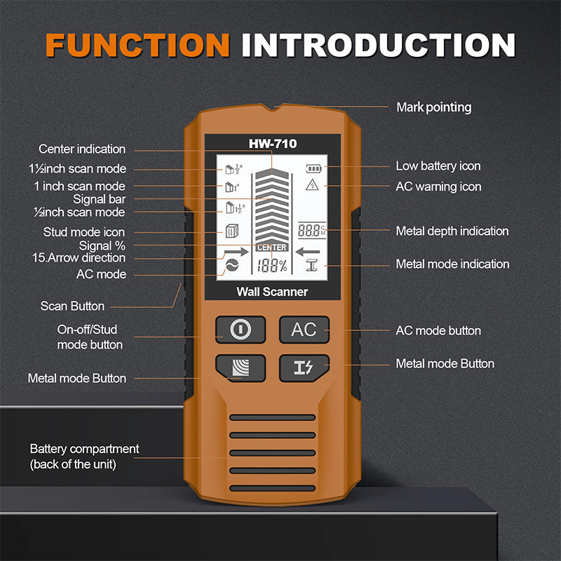 Detector manual multifunción de metales y paredes