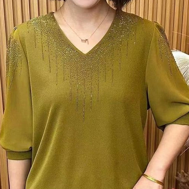 Top Suelto y Versátil con Escote en V para Mujer
