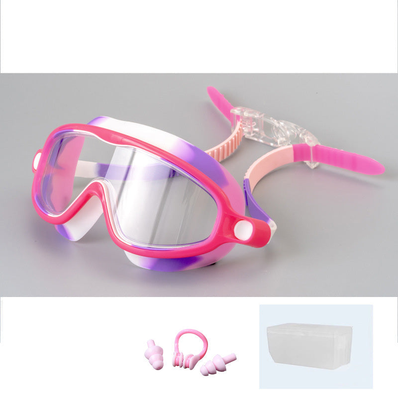 Gafas de natación antivaho para niños con clip para la nariz y tapones para los oídos
