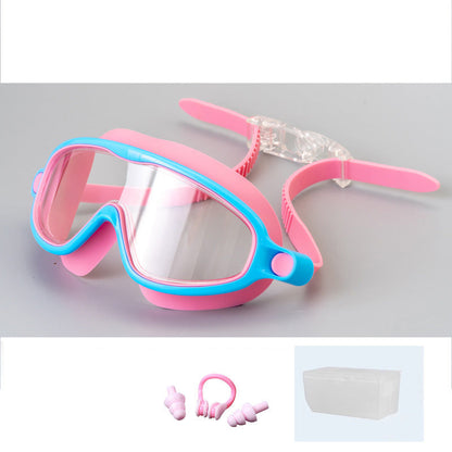 Gafas de natación antivaho para niños con clip para la nariz y tapones para los oídos