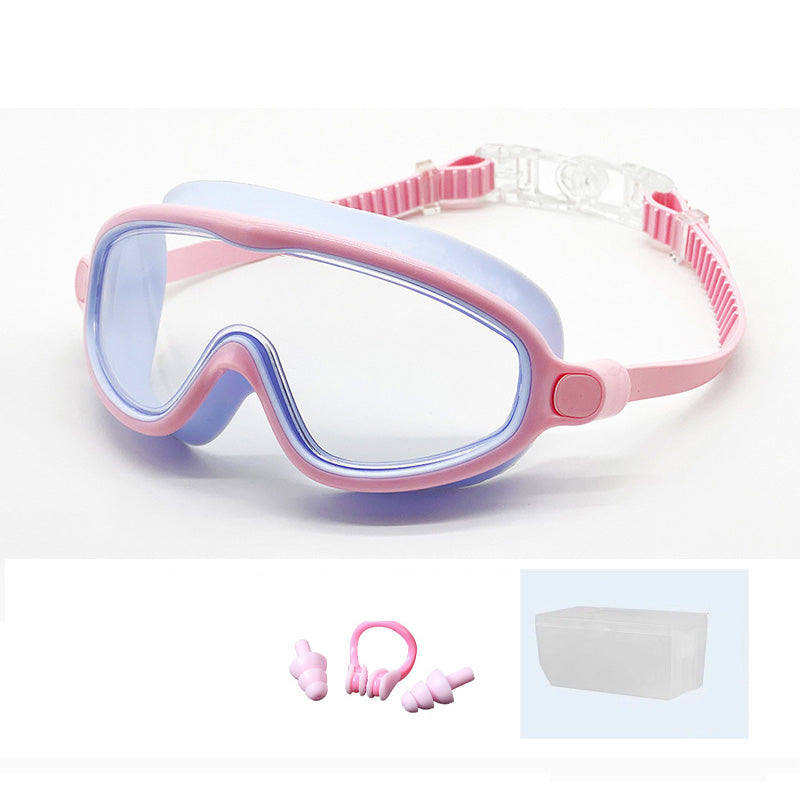Gafas de natación antivaho para niños con clip para la nariz y tapones para los oídos
