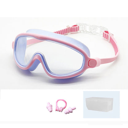 Gafas de natación antivaho para niños con clip para la nariz y tapones para los oídos