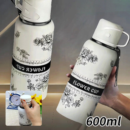 Taza térmica de gran capacidad con estampado de gardenias