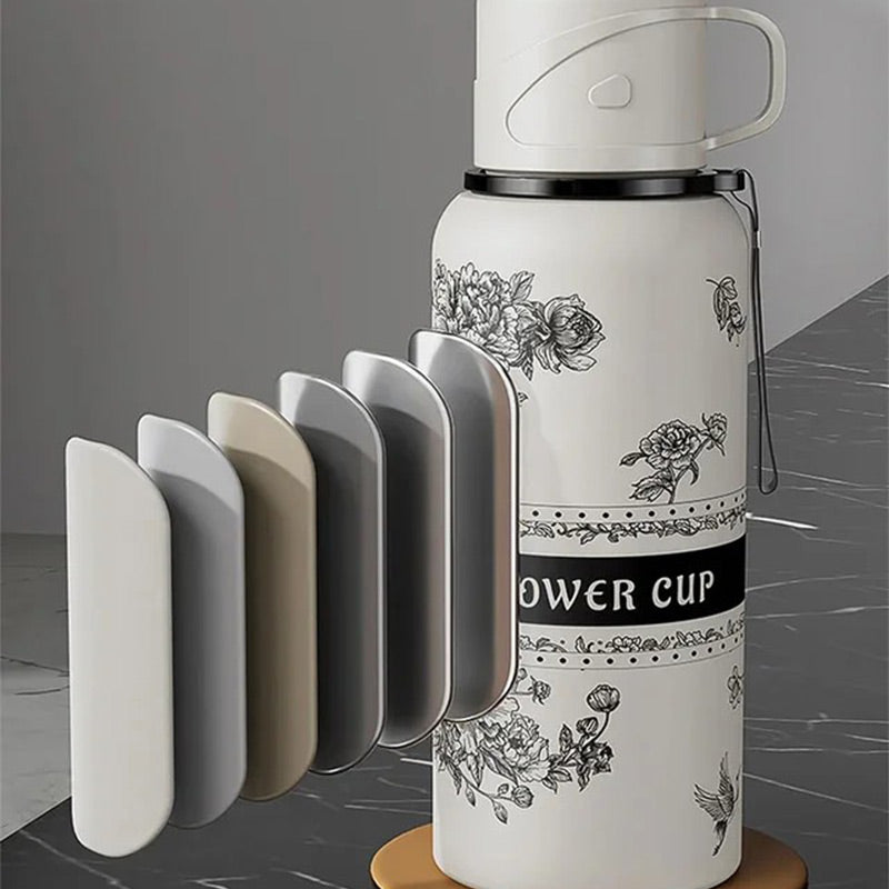 Taza térmica de gran capacidad con estampado de gardenias