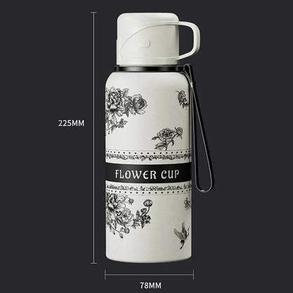 Taza térmica de gran capacidad con estampado de gardenias