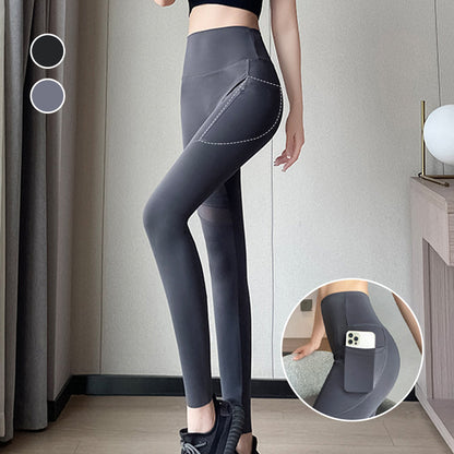 Leggings de malla de cintura alta para mujer con bolsillos