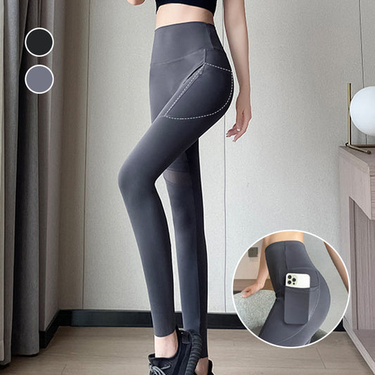 Leggings de malla de cintura alta para mujer con bolsillos