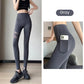 Leggings de malla de cintura alta para mujer con bolsillos