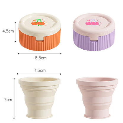 Organizador de pastillas con vaso de silicona plegable