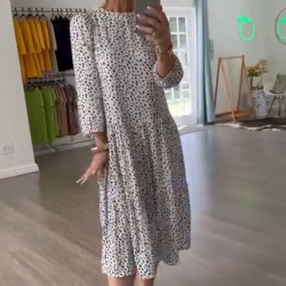 ⏳ ¡Por tiempo limitado 50% de descuento! 💥Vestido casual blanco con estampado de leopardo y bolsillos（Cuanto más compres, mayor será el descuento）