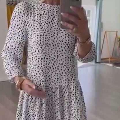⏳ ¡Por tiempo limitado 50% de descuento! 💥Vestido casual blanco con estampado de leopardo y bolsillos（Cuanto más compres, mayor será el descuento）
