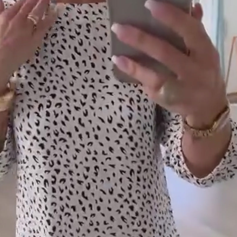 ⏳ ¡Por tiempo limitado 50% de descuento! 💥Vestido casual blanco con estampado de leopardo y bolsillos（Cuanto más compres, mayor será el descuento）