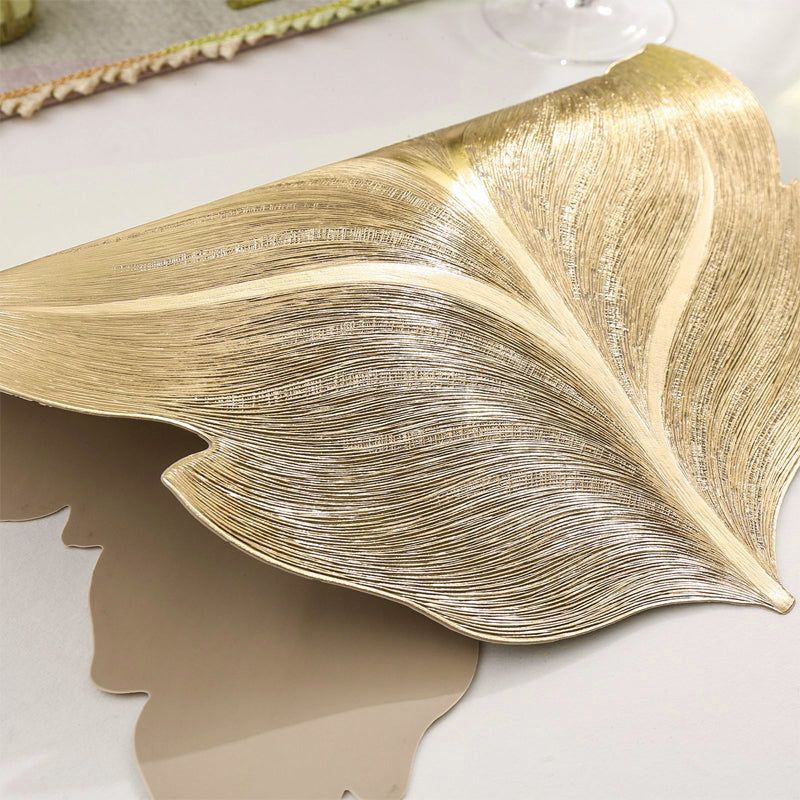 Mantel Individual de Comedor Hoja de Oro 3D Resistente al Calor