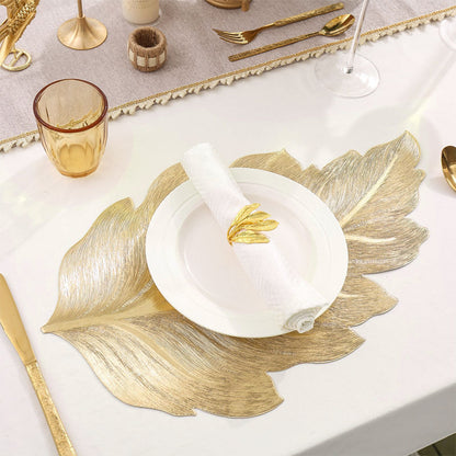 Mantel Individual de Comedor Hoja de Oro 3D Resistente al Calor