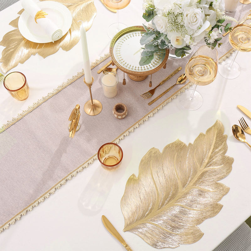 Mantel Individual de Comedor Hoja de Oro 3D Resistente al Calor