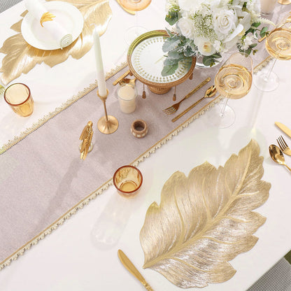 Mantel Individual de Comedor Hoja de Oro 3D Resistente al Calor