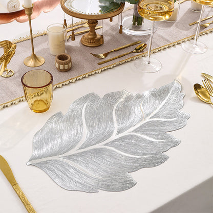 Mantel Individual de Comedor Hoja de Oro 3D Resistente al Calor