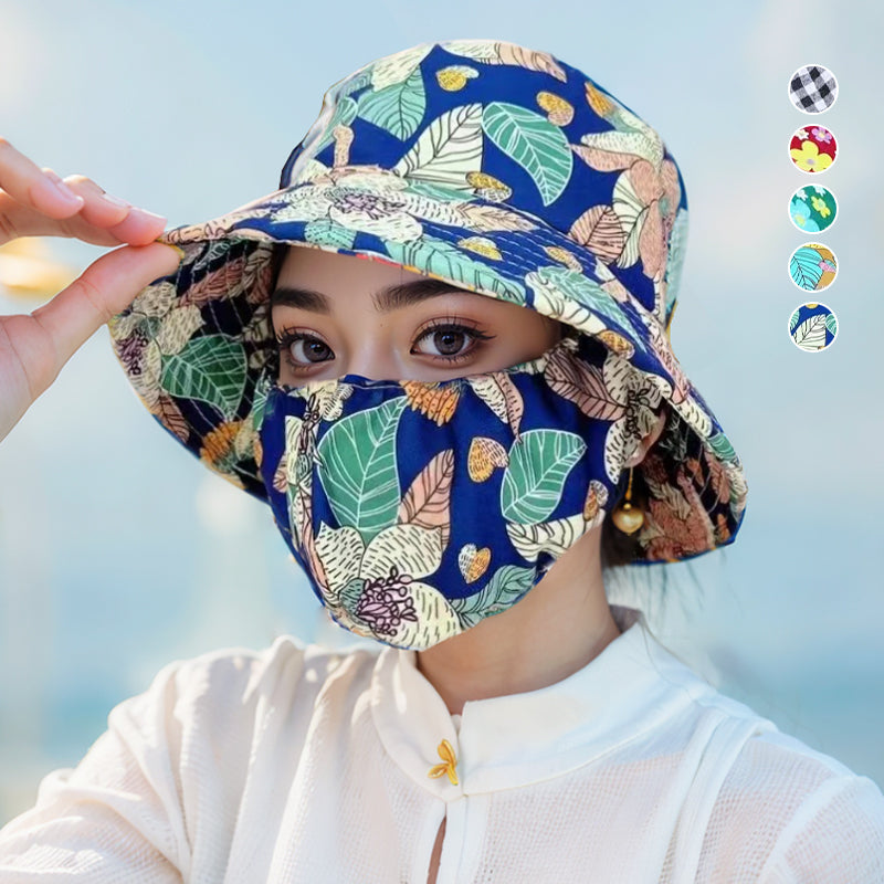 Mother's Day limited time 50% discount! 💥 Floral Large Brimmed Sun Hat with Mouthpiece