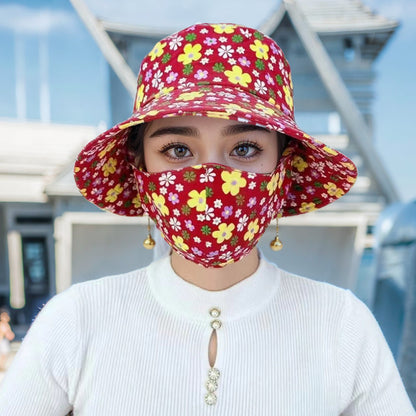 Mother's Day limited time 50% discount! 💥 Floral Large Brimmed Sun Hat with Mouthpiece