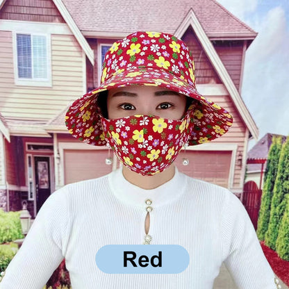Mother's Day limited time 50% discount! 💥 Floral Large Brimmed Sun Hat with Mouthpiece