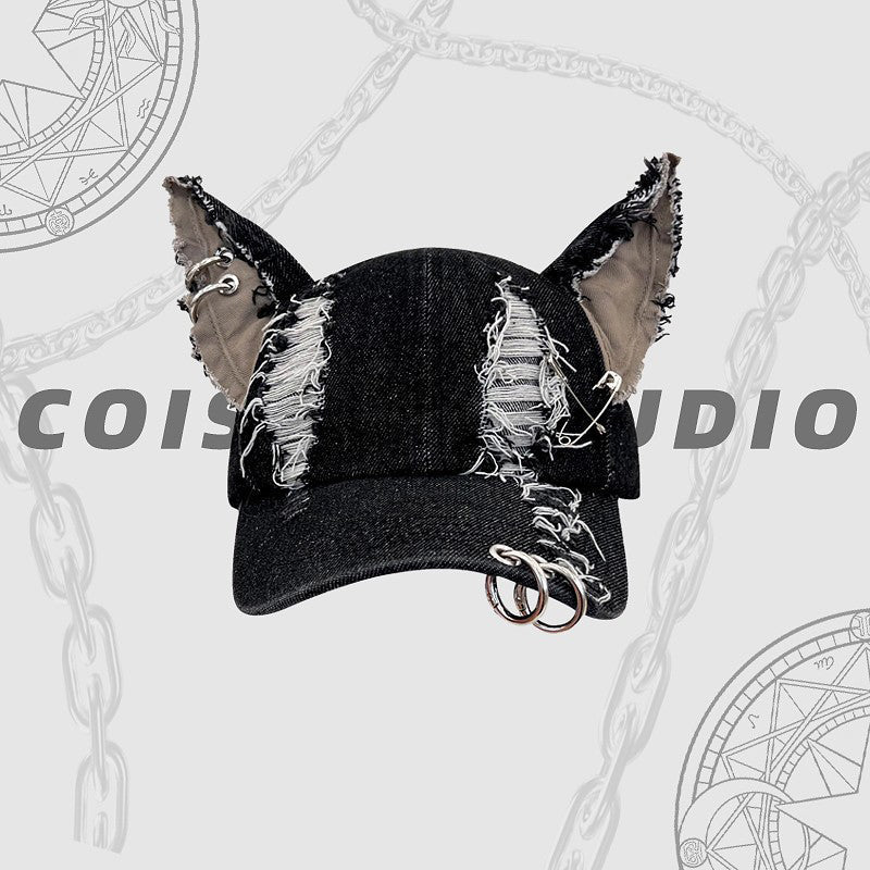 Gorra de béisbol Creative Cat Ear Distressed