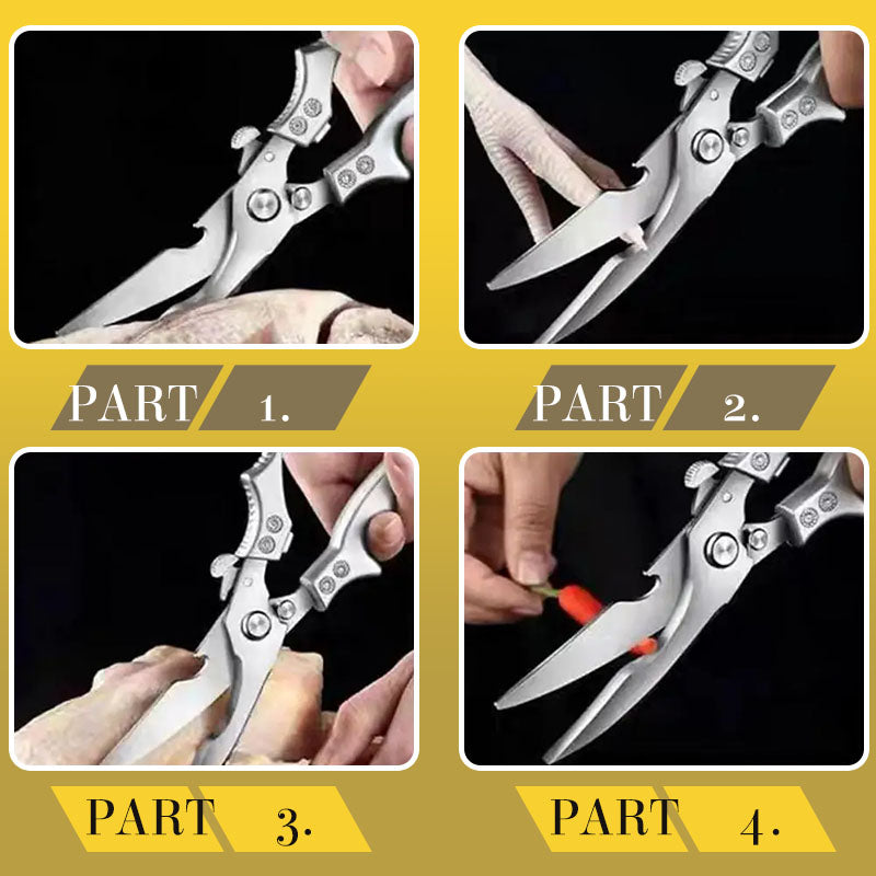 Tijeras de cocina de acero inoxidable multifuncionales y seguras