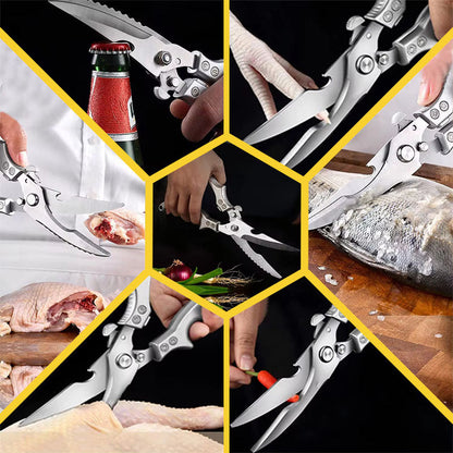 Tijeras de cocina de acero inoxidable multifuncionales y seguras