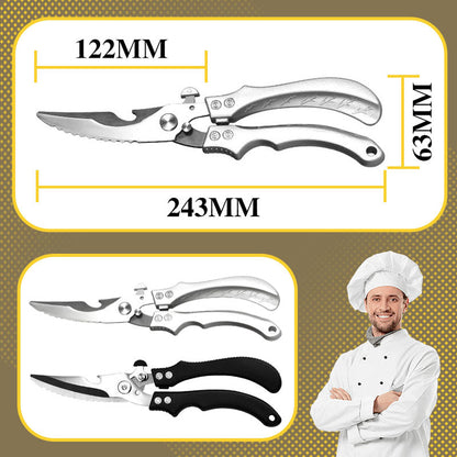 Tijeras de cocina de acero inoxidable multifuncionales y seguras