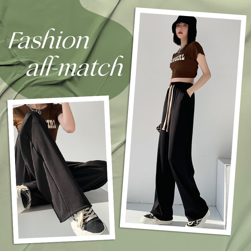 Pantalones de Pierna Ancha de Seda Helada de Cintura Alta para Mujer