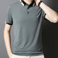 Camisa para Hombre en Tejido Seda Helada Elástica de Manga Corta con Solapas