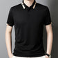 Camisa para Hombre en Tejido Seda Helada Elástica de Manga Corta con Solapas