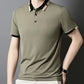 Camisa para Hombre en Tejido Seda Helada Elástica de Manga Corta con Solapas