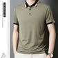 Camisa para Hombre en Tejido Seda Helada Elástica de Manga Corta con Solapas