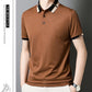 Camisa para Hombre en Tejido Seda Helada Elástica de Manga Corta con Solapas