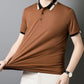 Camisa para Hombre en Tejido Seda Helada Elástica de Manga Corta con Solapas