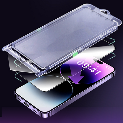 Protector de pantalla HD para iPhone Series - Instalación con eliminación automática de polvo