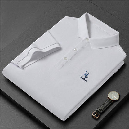 Camisa de manga corta de la solapa de bordado para hombres
