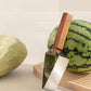 Cortafrutas triangular de acero inoxidable con mango de madera para cocina