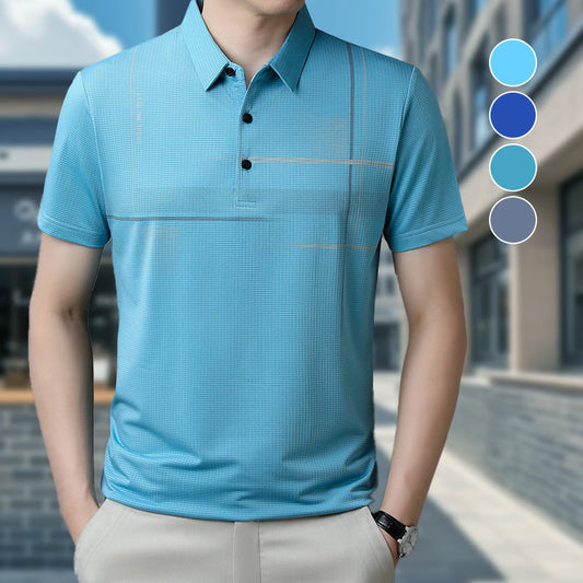 Camiseta de solapa transpirable, fresca y holgada para hombre