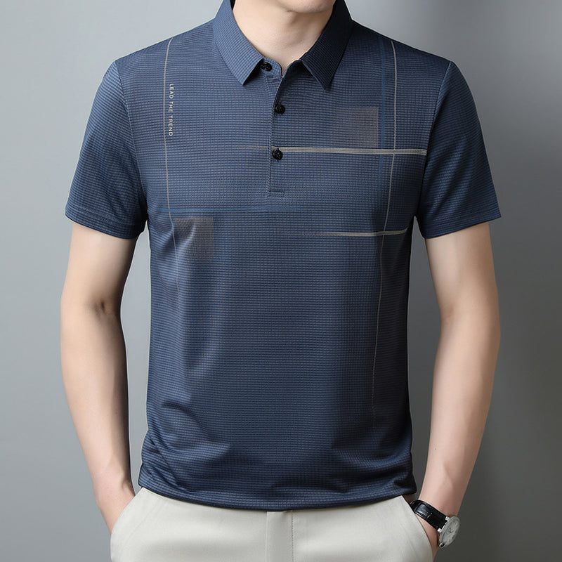 Camiseta de solapa transpirable, fresca y holgada para hombre