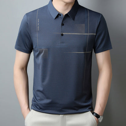 Camiseta de solapa transpirable, fresca y holgada para hombre