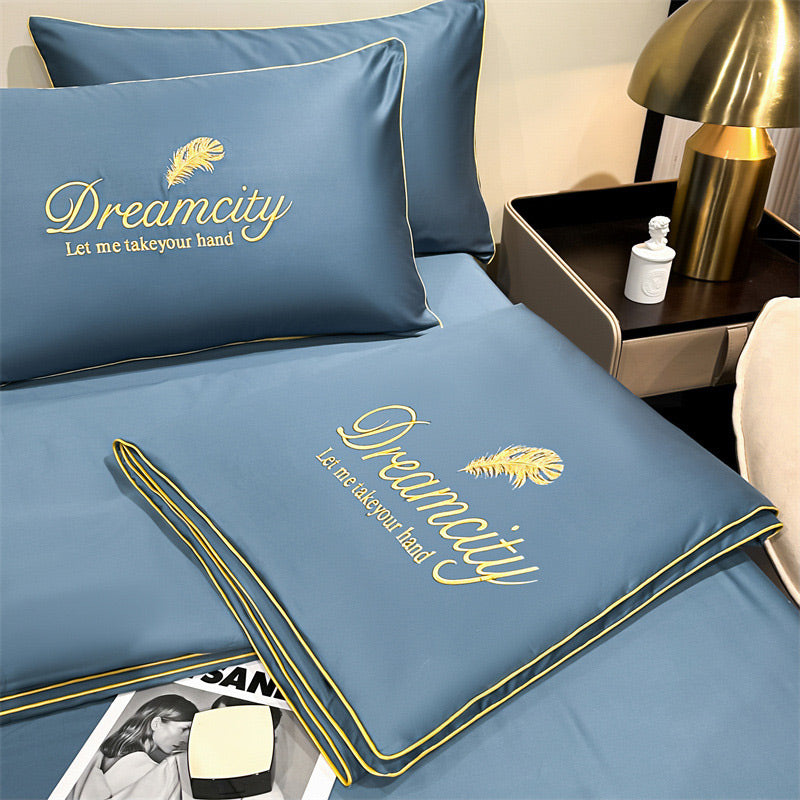 Set da letto estivo in seta ghiacciata, quattro pezzi🛏️