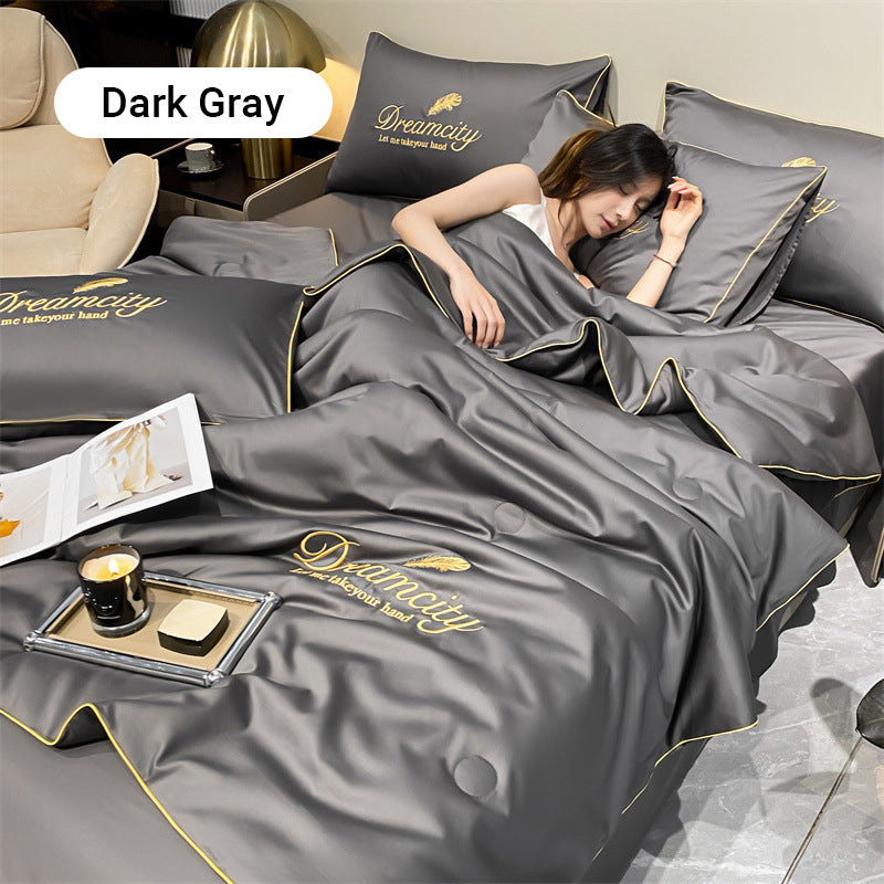Set da letto estivo in seta ghiacciata, quattro pezzi🛏️