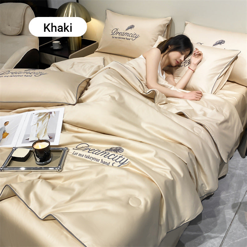 Set da letto estivo in seta ghiacciata, quattro pezzi🛏️