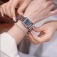 Reloj rectangular de mujer con diamantes de imitación resistentes al agua