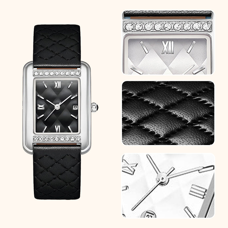 Reloj rectangular de mujer con diamantes de imitación resistentes al agua